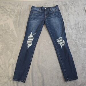 American Eagle Jeans Womens 8 Blue 360 Next Level Stretch Jeggings Distressed